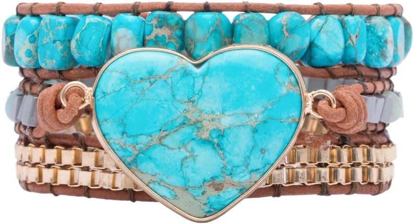 YGLINE Natural Stone Bracelet 3 Wraps Bracelet Handmade Boho Bracelet for Women Bracelet