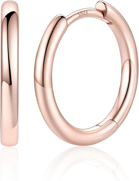 Silvora 14K Gold Plated Huggie Hoop Earrings for Women, Small Sterling Silver Hoops, Hypoallergenic Cartilage Earrings for Sensitive Ears 8/10/12/14/16/18/20MM