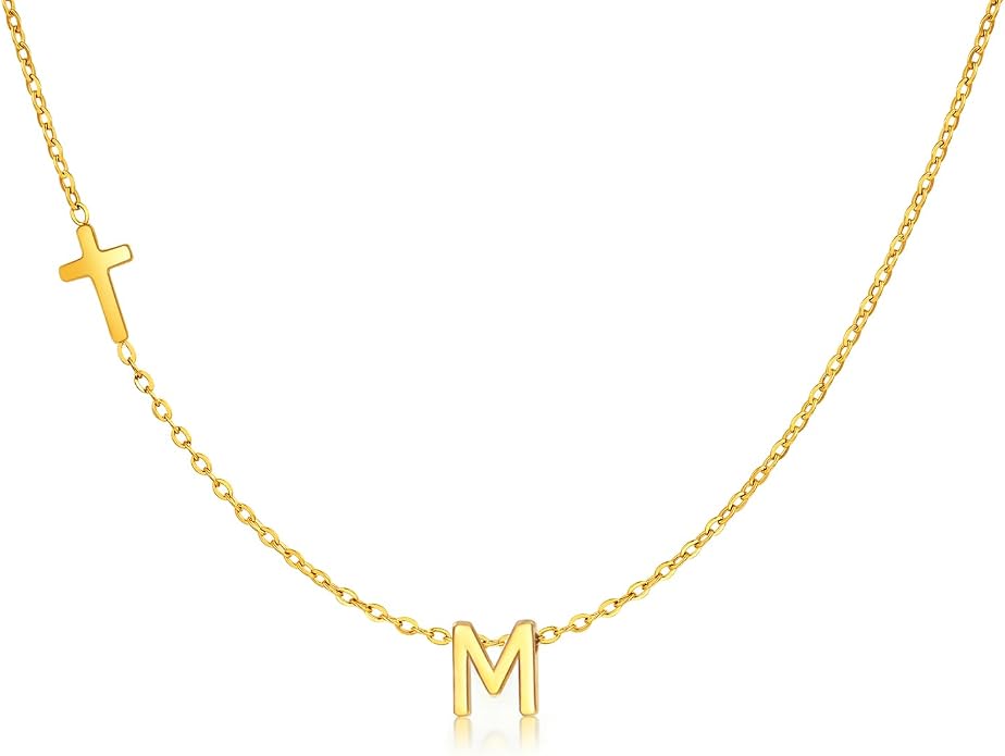 Cross Necklace for Women with Initial, 18K Gold Plated Initial A-Z Pendant| Dainty Cute Cross Necklaces | Trendy Tiny Gold Letter Necklaces Jewelry Gifts for Women