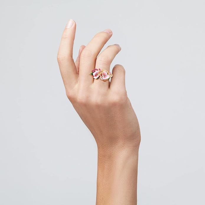 Santuzza 925 Sterling Silver Enamel Flower Ring for Women