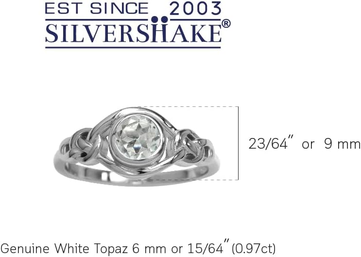 Silvershake Birthstone Gemstones White Gold Plated 925 Sterling Silver Irish Celtic Knot Engagement or Promise Solitaire Ring Jewelry for Women