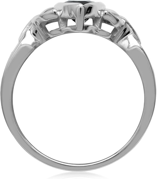 Silvershake Genuine Gemstone 925 Sterling Silver Triquetra Celtic Knot Solitaire Ring