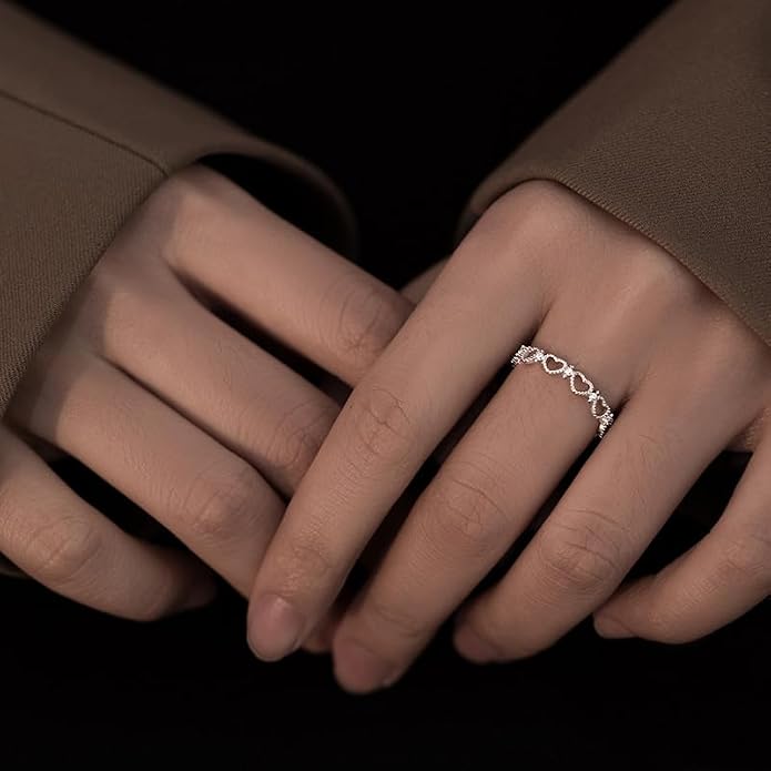 925 Sterling Silver Dainty Daisy Butterfly Paw Heart Eternity Rings Blue Flower Finger Rings for Women Stacking Promise Rings Gift Jewelry