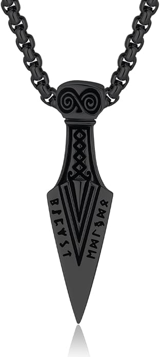 Viking Arrowhead Necklace for Men and Women, 925 Sterling Silver Viking Necklace with Rune Gungnir Spear Arrow head Pendant Jewelry Gifts