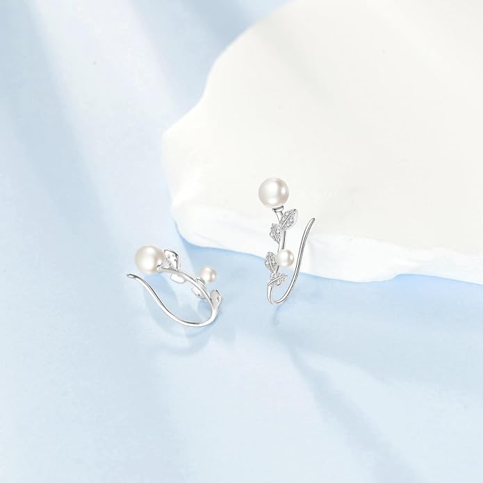 leaf/cherry blossom/purple orchid/celtic knot earrings Ear Climber Crawler Cuff Sterling Silver Wrap Earrings for Women
