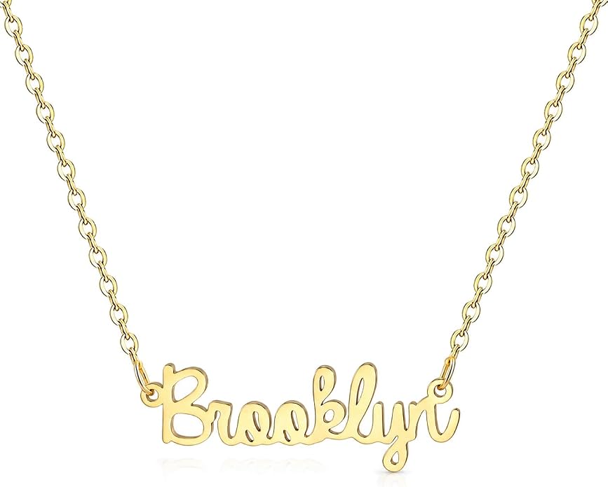 MOMOL 18K Gold Plated Stainless Steel Name Necklace Personalized Custom Name Necklace Customized Nameplate Necklace for women