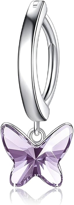 Dangle Clicker Belly Button Ring for Women Surgical Sterling Silver Belly Ring Simple Reverse Navel Rings Body Jewelry