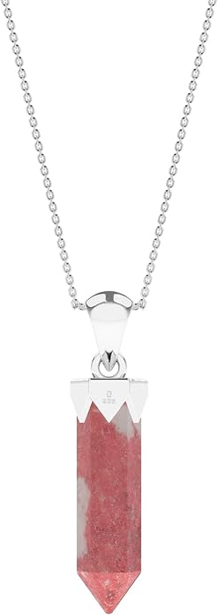 Hexagonal Shape Natural Gemstone Pendant Necklace for Women, Birthstone Jewelry Gifts for Her Birthday, Anniversary, Graduation (15x3.5mm, Bezel-Set)