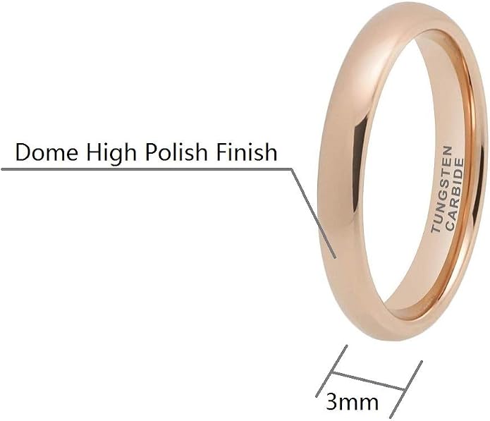 CROWNAL 1mm 2mm 3mm 4mm 5mm 6mm 7mm 8mm Tungsten White/Yellow Gold/Rose Gold Plated Wedding Band Ring Men Women Plain Dome Polished Comfort Fit