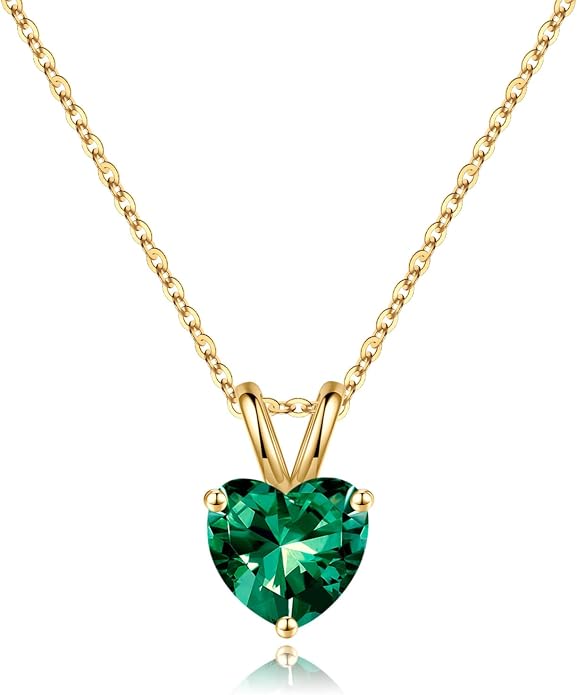 SMILEST Dainty Heart Birthstone Necklace for Women, 925 Sterling Silver Necklace Sparkling Heart Pendant, Anniversary Birthday Gifts for Women Mom Wife Daughter Girlfriend Grandma