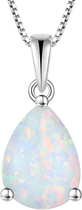 YL Teardrop Necklace 925 Sterling Silver Solitaire Pendant 9x12 MM Pear Cut Multicolored Birthstone Jewelry for Women