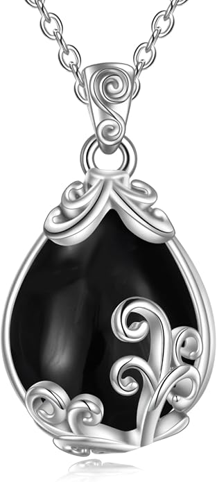 POPLYKE Sterling Silver Gemstone Teardrop Pendant Necklace Crystal Jewelry for Women