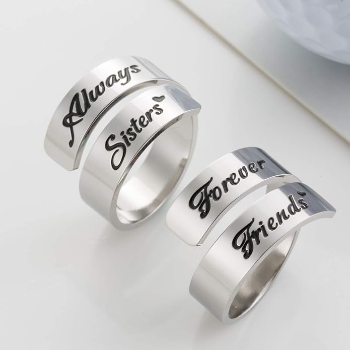 Inspirational Motivational Adjustable Ring Personalized Stainless Steel Spiral Wrap Twist Rings Encouragement Statement Graduation Jewelry Birthday Gifts for Women Teengirls.