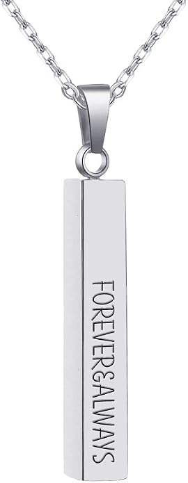 Personalized 3D Vertical Bar Necklace, Custom Necklace Engraved with Any Name Pendant Jewelry Mothers Day Gift