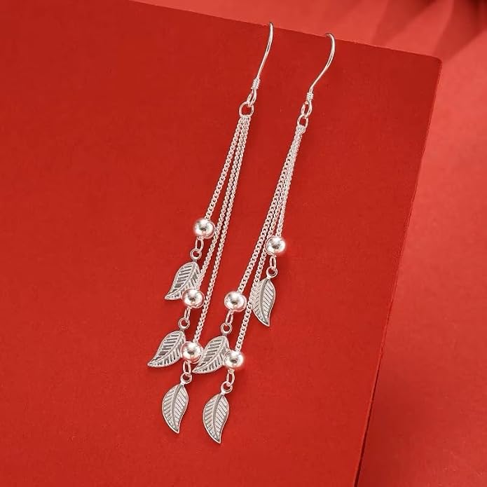 Sterling Silver Big Drop Earrings 925 Tassel Linear Ear Hanging Shimmering Fan Statement Teardrop Earrings - Designer Multi-Style Statement Exquisite Trendy Upscale Chandelier Dangle Earrings Jewelry Gift for Women