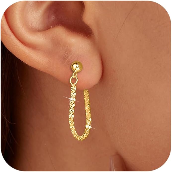 925 Sterling Silver Tassel Chain Dangle Earrings for Women Sparkling Long Fringe Dangle Drop Earrings Bling Line Minimalist Wedding Studs Earring Jewelry Birthday Christmas Gifts for Her