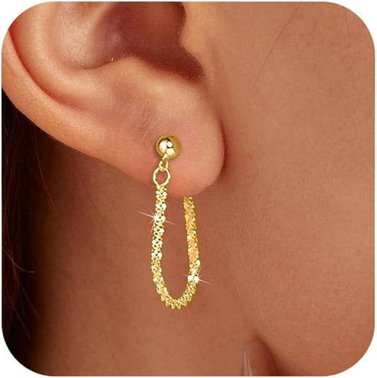 925 Sterling Silver Tassel Chain Dangle Earrings for Women Sparkling Long Fringe Dangle Drop Earrings Bling Line Minimalist Wedding Studs Earring Jewelry Birthday Christmas Gifts for Her