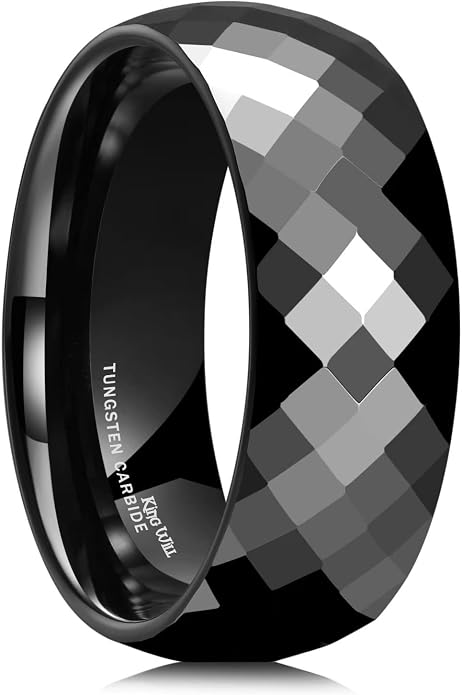 King Will Tungsten Carbide Wedding Ring for Men Women Promise Ring for Couple 2mm/4mm/6mm Black/Silver/Gold/Rose Gold Multi-faceted Shining Luster High Polished Wedding Band Comfort Fit