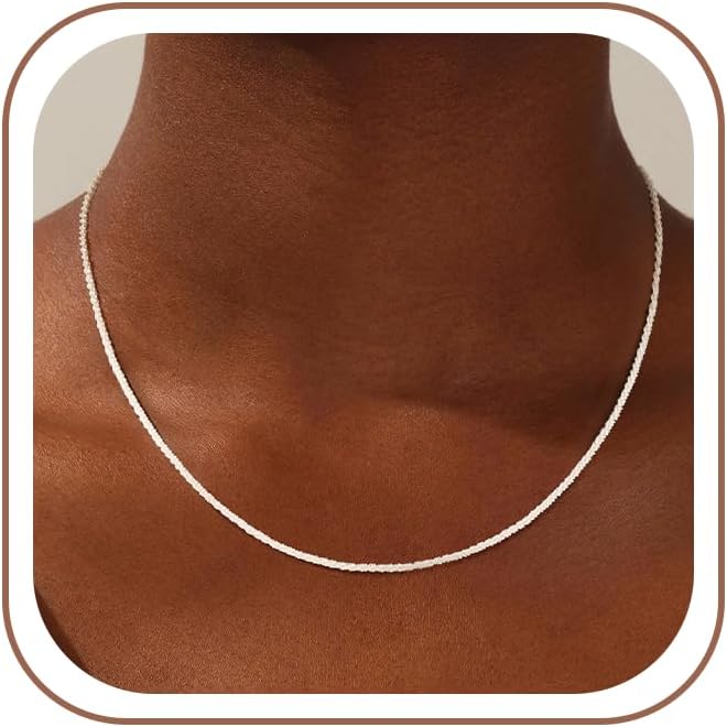 925 Sterling Silver Chain Necklace for Women - 2mm/3mm Simple Dainty Non Tarnish Hypoallergenic Chain Trendy Jewelry Gifts Adjustable Length 16 18 20 Inch