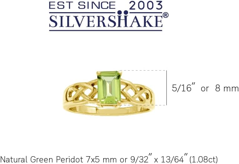 Silvershake 7X5mm Octagon Shape Birthstone Gemstone White Gold Plated or Yellow Gold Plated 925 Sterling Silver Scroll/Filigree Celtic Knot Solitaire Ring Jewelry for Women