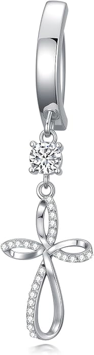 Butterfly Cross Shark Belly Button Ring 925 Sterling Silver Clicker Belly Rings Dangle Navel Ring Hypoallergenic Navel Piercing Belly Piercing Jewelry Gifts for Women