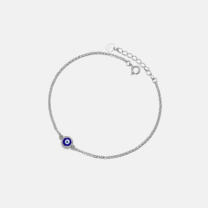 PERIMADE Evil Eye Anklets for Women, Waterproof 925 Sterling Silver Lucky Blue Eye Ankle Bracelet, 18K Gold Plated Adjustable Chain Anklet Bracelet Dainty Beach Jewelry for Her