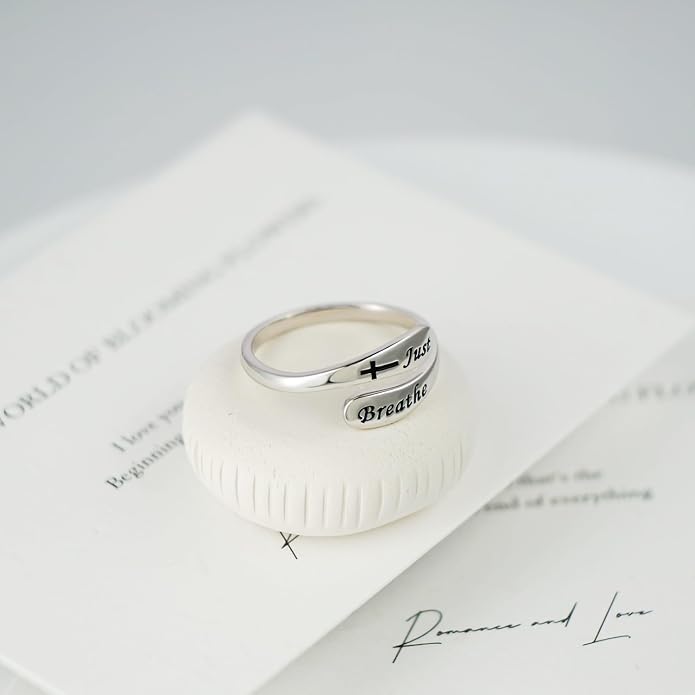 925 Sterling Silver Inspirational Adjustable Rings - Personality Encouragement Jewelry Gift For Women