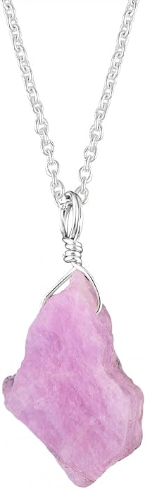 Raw Birthstone Crystal Necklace for Women, Hypoallergenic 925 Sterling Silver Pendant, Adjustable 16+2" Silver Chain, Light Natural Gemstone Jewelry for Everyday Wear & Gift for her & him