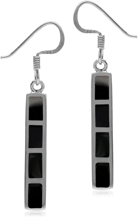 Silvershake White Gold Plated 925 Sterling Silver Long Stick Dangle Hook Earrings