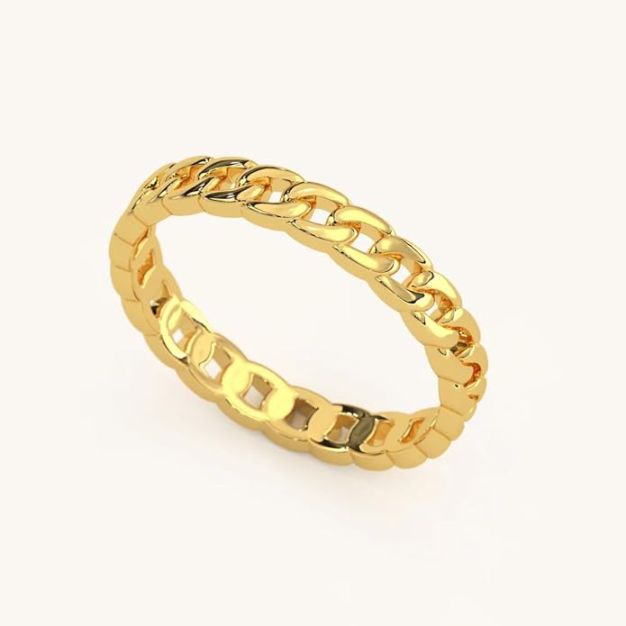 14K Gold Vermeil Ring for Women, Minimalist Stackable Band, 925 Sterling Silver Statement & Everyday Jewelry, Gifts for Women