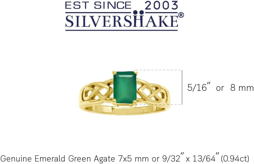 Silvershake 7X5mm Octagon Shape Birthstone Gemstone White Gold Plated or Yellow Gold Plated 925 Sterling Silver Scroll/Filigree Celtic Knot Solitaire Ring Jewelry for Women