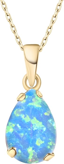 14K Gold Plated Gemstone Teardrop Necklace for Women – Dainty Birthstone Jewelry – Elegant Everyday Gold Necklace – Gift for Her