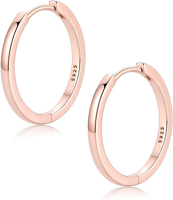 FaithHeart 925 Sterling Silver Huggie Hoop Earrings, Silver Small Hoop Earring for Women, 14K Gold/Black/Rose Gold Hypoallergenic Cartilage Earrings for Women 6/8/10/12/14/16/18/20mm