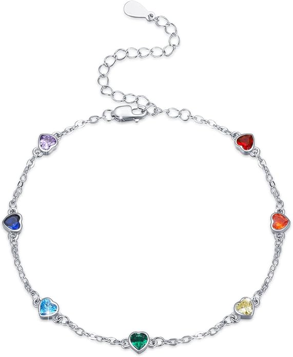 MEDWISE Sterling Silver Chakra Anklet 7 Chakra Beach Anklet Bracelet Link Chain Ankle Bracelet Gift for Women