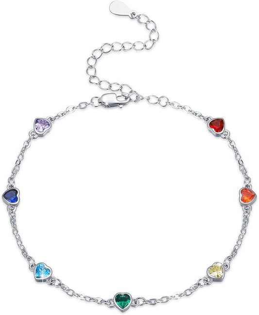 MEDWISE Sterling Silver Chakra Anklet 7 Chakra Beach Anklet Bracelet Link Chain Ankle Bracelet Gift for Women