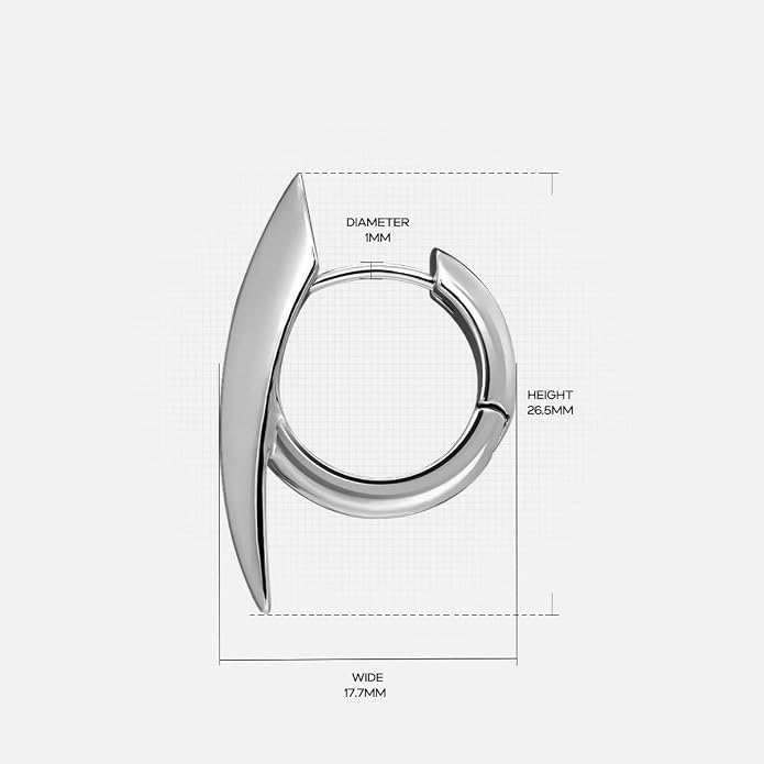 PUNKYOUTH Sharp Line Fluid Curve Earrings 18G 1mm Piercing Jewelry Edgy Minimalist Modern Claw Spike Huggie Hoop Dangle Drop For Women Men Polished Statement Everyday Wear Fashion Accessories