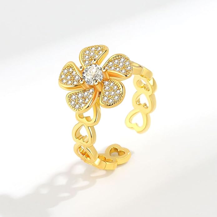 Sunflower Fidget Ring for Women Spinning Rings Adjustable Anxiety Ring for Teens Birthday Gift for Daughter Mom You Are My Sunshine Spinner Rings