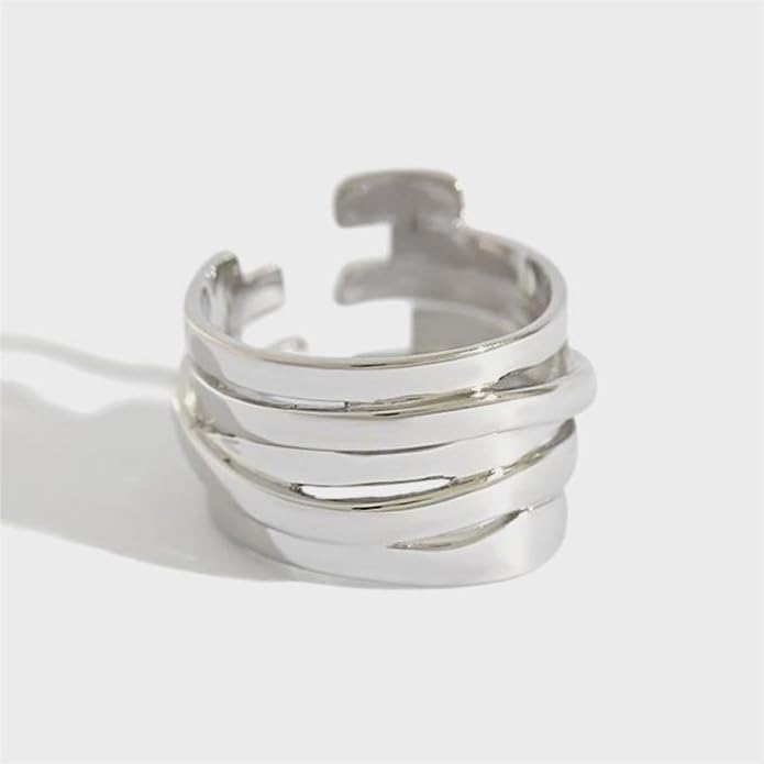 925 Sterling Silver Ring Minimalist Adjustable Rings Band Handmade Rings for Women Girls