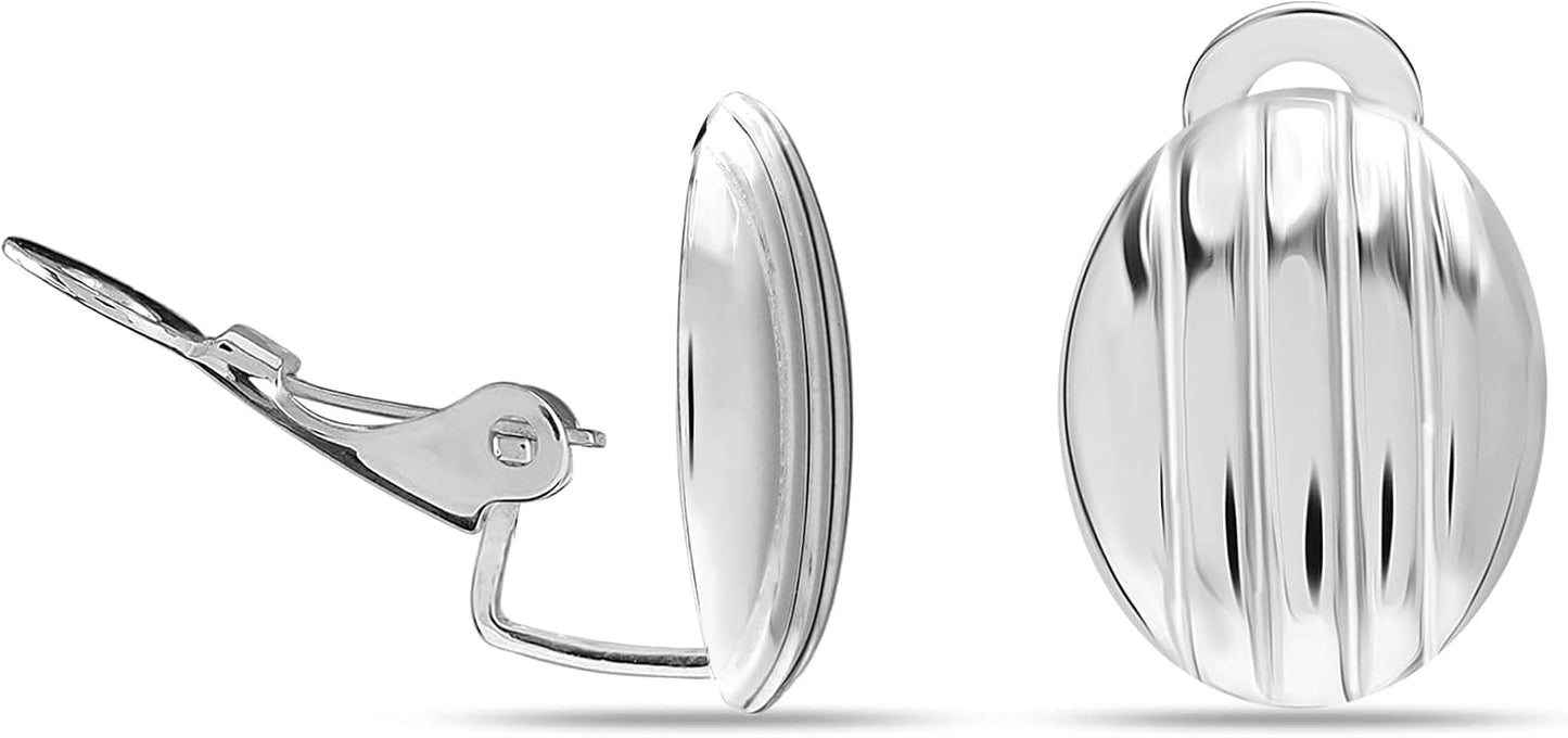 LeCalla 925 Sterling Silver Small Medium Clip On Earrings Non-Pierced Clip-On Stud Earring for Teen Women