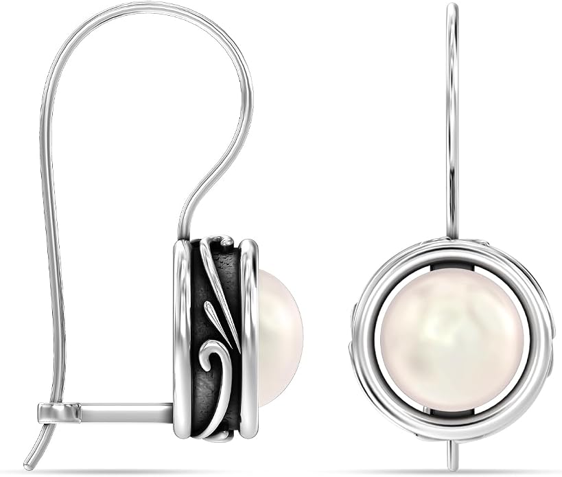 LeCalla 925 Sterling Silver Hammered Earrings for Women | Classic Handmade Textured Hammered Drop Dangle Earring Jewelry Gifts for Birthday Wedding Christmas
