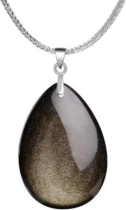 iSTONE 925 Sterling Silver Natural Crytral for Womens Pendant Necklace, Gemstone Birthstone with 17.8" Silver Chain Ladies