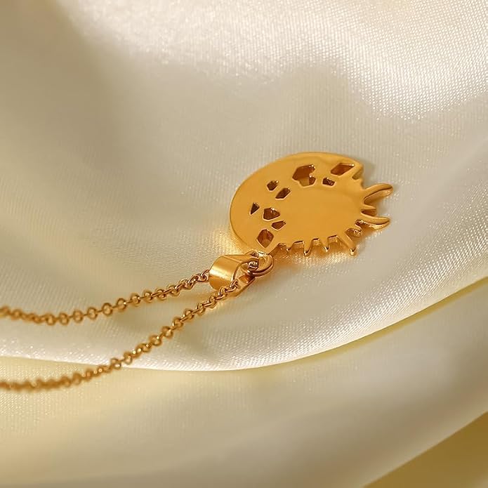Unisex Celestial Gold Pendant Necklaces, Sun/Moon/Star/Angle Celestial Elements Unisex Choker Gold Lover Chains for Men and Women Jewelry