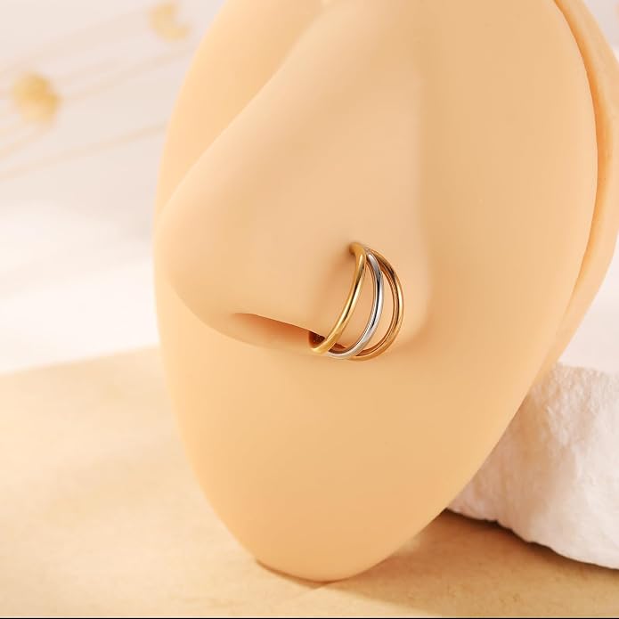 316L Surgical Steel Septum Clicker Ring Nose Ring Hoop Sleeper Hoop Earring Helix Rook Conch Cartilage Daith Tragus Earrings Lobe Nose Piercing Jewelry for Women