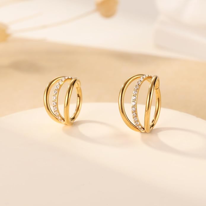 316L Surgical Steel Septum Clicker Ring Nose Ring Hoop Sleeper Hoop Earring Helix Rook Conch Cartilage Daith Tragus Earrings Lobe Nose Piercing Jewelry for Women