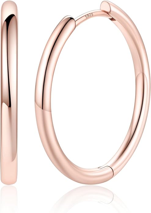Silvora 14K Gold Plated Huggie Hoop Earrings for Women, Small Sterling Silver Hoops, Hypoallergenic Cartilage Earrings for Sensitive Ears 8/10/12/14/16/18/20MM