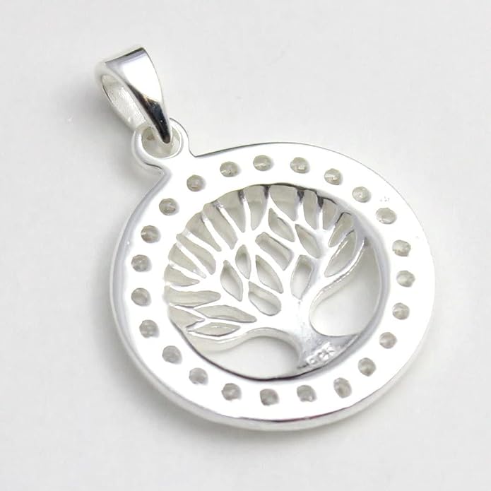 COSUMOSU Tree of Life Pendant, 925 Sterling Silver with Shiny White Zirconia, Nature-Inspired Symbolic Jewelry for Women, Spiritual Gift