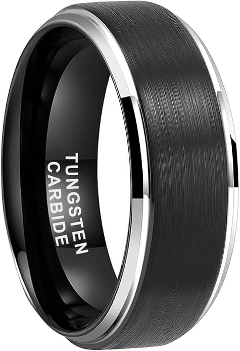 TUTISS 6mm 8mm Tungsten Rings for Men Women Fashion Engagement Wedding Bands Brushed Finish Stepped Beveled Edges Comfort Fit