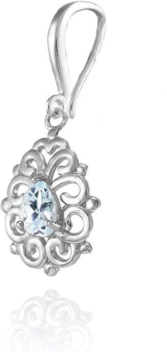 Sterling Silver Genuine, Simulated, or Created Gemstone 6x4mm Teardrop Filigree Dainty Dangle Earrings
