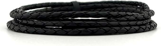 3mm Braided Leather Cord for Jewelry Making, Bracelets, Necklaces & Bolo Ties – Top Grain Leather, Flexible, Durable & Soft