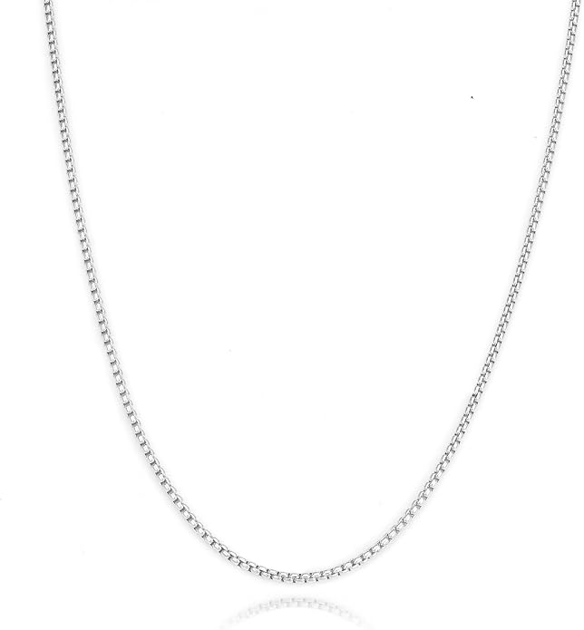 nometo Solid 925 Sterling Silver Box Chain Rope Chain Lobster Clasp Silver Chain for Men Silver Necklace Chain for Women 16/14/20/22/24/26/30 Inches